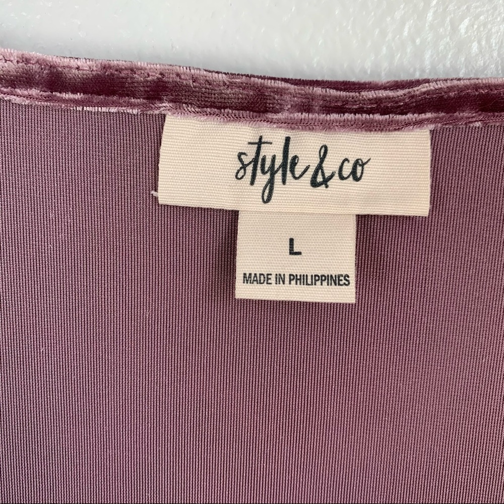 Style & Co | Crushed Velvet Peasant Empire Waist Tunic Top - Picture 5 of 6